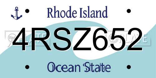 4RSZ652 Rhode Island License Plate