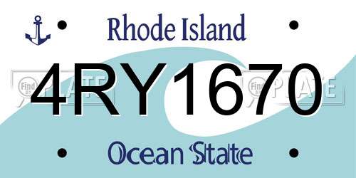 4RY1670 Rhode Island License Plate