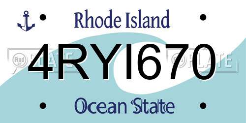4RYI670 Rhode Island License Plate