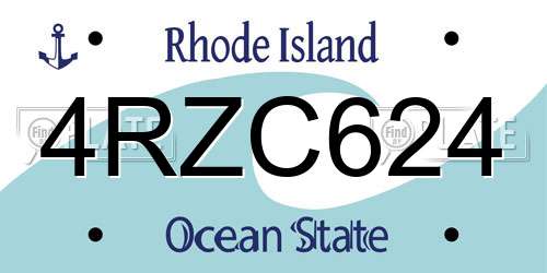 4RZC624 Rhode Island License Plate