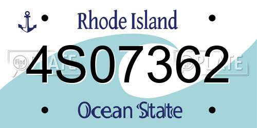 4S07362 Rhode Island License Plate