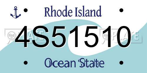 4S51510 Rhode Island License Plate
