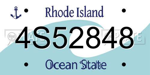 4S52848 Rhode Island License Plate