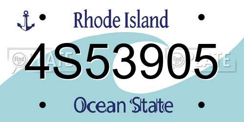 4S53905 Rhode Island License Plate