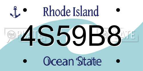 4S59B8 Rhode Island License Plate