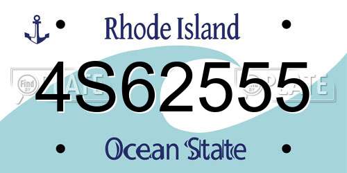 4S62555 Rhode Island License Plate