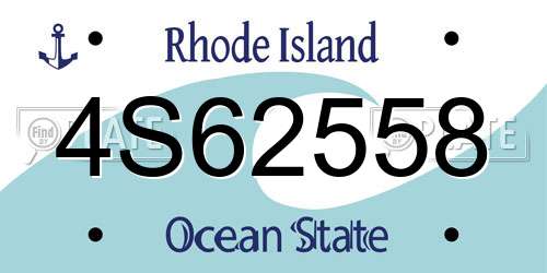4S62558 Rhode Island License Plate
