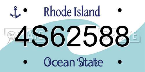 4S62588 Rhode Island License Plate