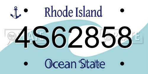 4S62858 Rhode Island License Plate