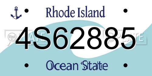 4S62885 Rhode Island License Plate