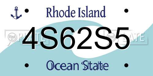 4S62S5 Rhode Island License Plate