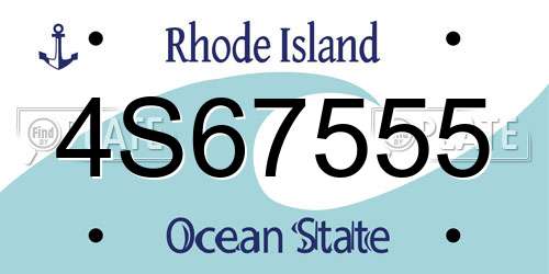 4S67555 Rhode Island License Plate