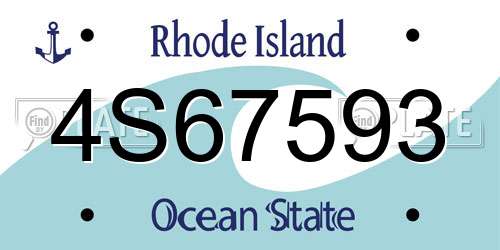 4S67593 Rhode Island License Plate