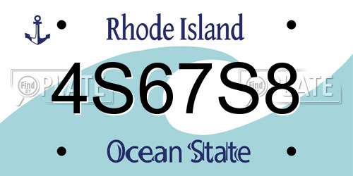 4S67S8 Rhode Island License Plate