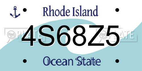 4S68Z5 Rhode Island License Plate