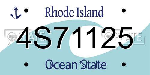 4S71125 Rhode Island License Plate