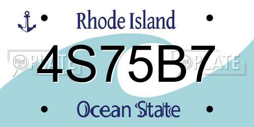4S75B7 Rhode Island License Plate
