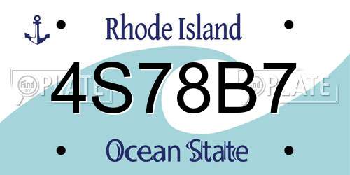 4S78B7 Rhode Island License Plate