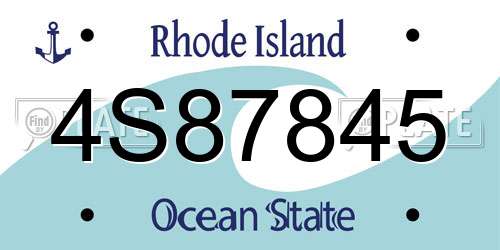 4S87845 Rhode Island License Plate