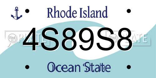 4S89S8 Rhode Island License Plate