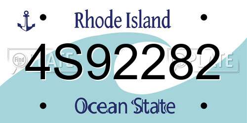 4S92282 Rhode Island License Plate