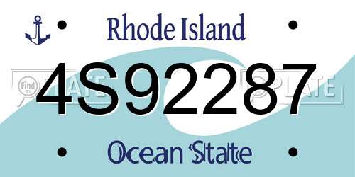 4S92287 Rhode Island License Plate