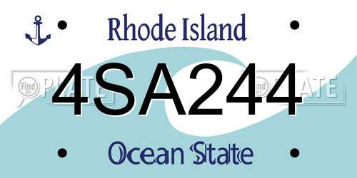 4SA244 Rhode Island License Plate