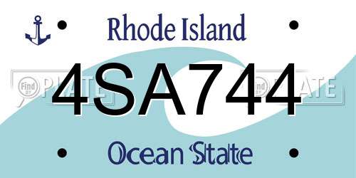 4SA744 Rhode Island License Plate
