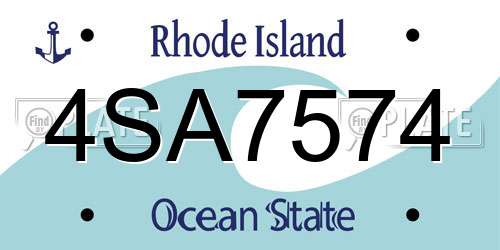 4SA7574 Rhode Island License Plate