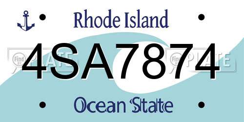 4SA7874 Rhode Island License Plate