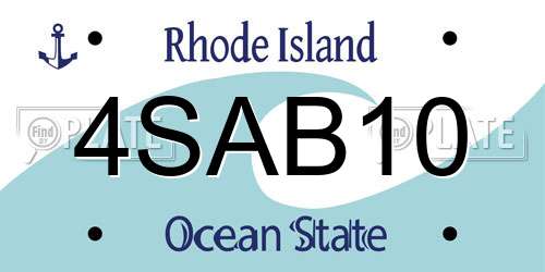 4SAB10 Rhode Island License Plate