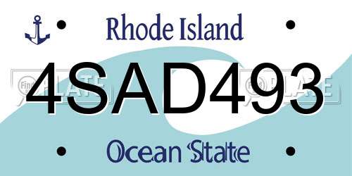 4SAD493 Rhode Island License Plate