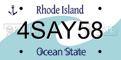 4SAY58 Rhode Island License Plate