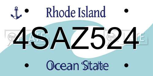 4SAZ524 Rhode Island License Plate