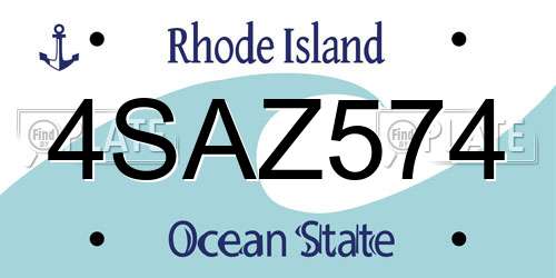 4SAZ574 Rhode Island License Plate