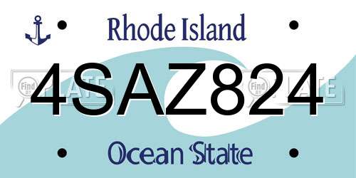 4SAZ824 Rhode Island License Plate
