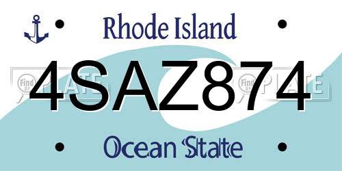 4SAZ874 Rhode Island License Plate