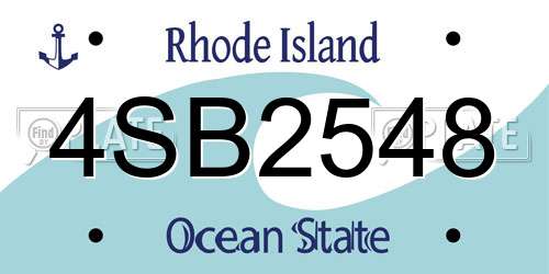 4SB2548 Rhode Island License Plate