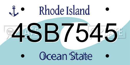 4SB7545 Rhode Island License Plate