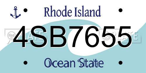 4SB7655 Rhode Island License Plate
