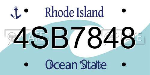 4SB7848 Rhode Island License Plate