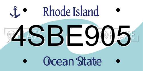 4SBE905 Rhode Island License Plate