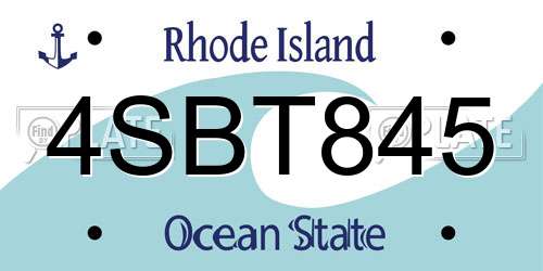 4SBT845 Rhode Island License Plate