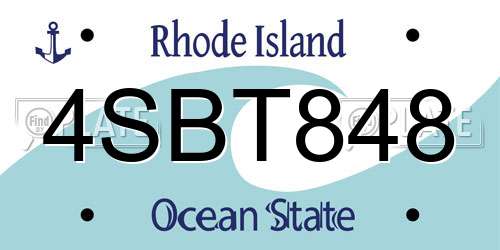4SBT848 Rhode Island License Plate