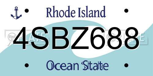 4SBZ688 Rhode Island License Plate