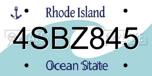 4SBZ845 Rhode Island License Plate