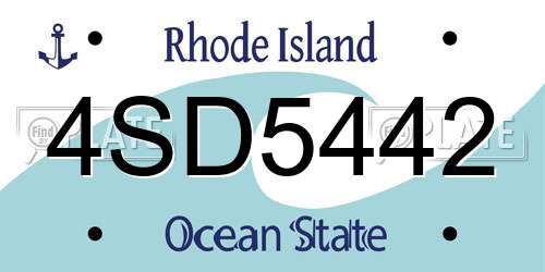 4SD5442 Rhode Island License Plate