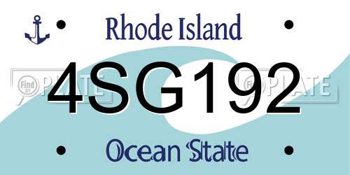 4SG192 Rhode Island License Plate