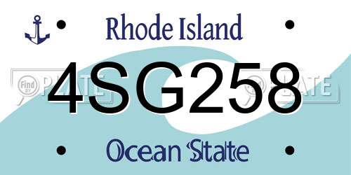 4SG258 Rhode Island License Plate