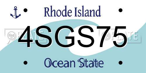 4SGS75 Rhode Island License Plate
